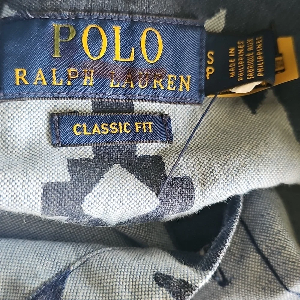 Ralph Lauren Navy Geometric Classic Fit Shirt - Picture 6 of 7